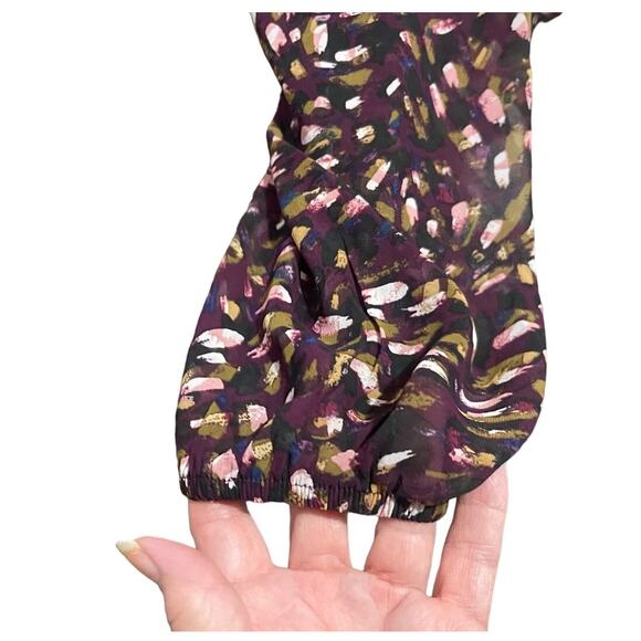NINE BRITTON FAUX WRAP LONG SLEEVE BLOUSE MEDIUM PETITE‎ PURPLE MULTICOLOR NWT - Picture 9 of 12